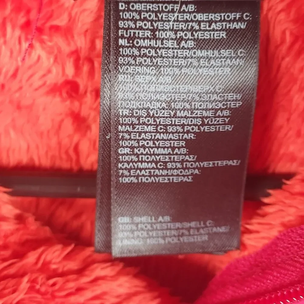 The North Face Women M Red Fuzzy Teddy Fleece Hooded Jacket Soft Zip‑Up Coat